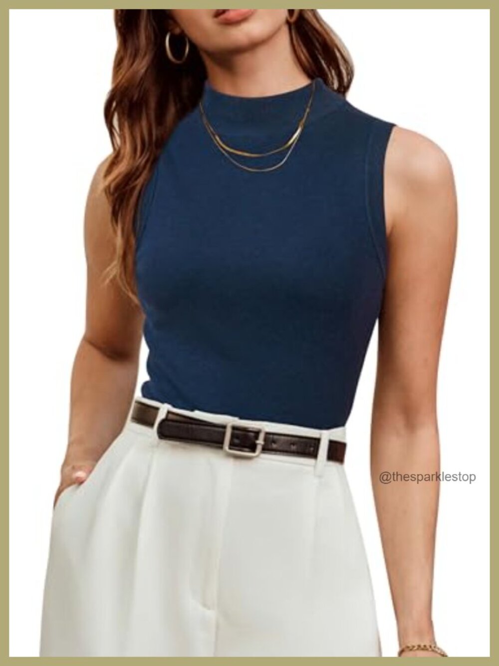 Wool Blend Mock Neck Sleeveless Sweater Tank Slim Fit Business Casual